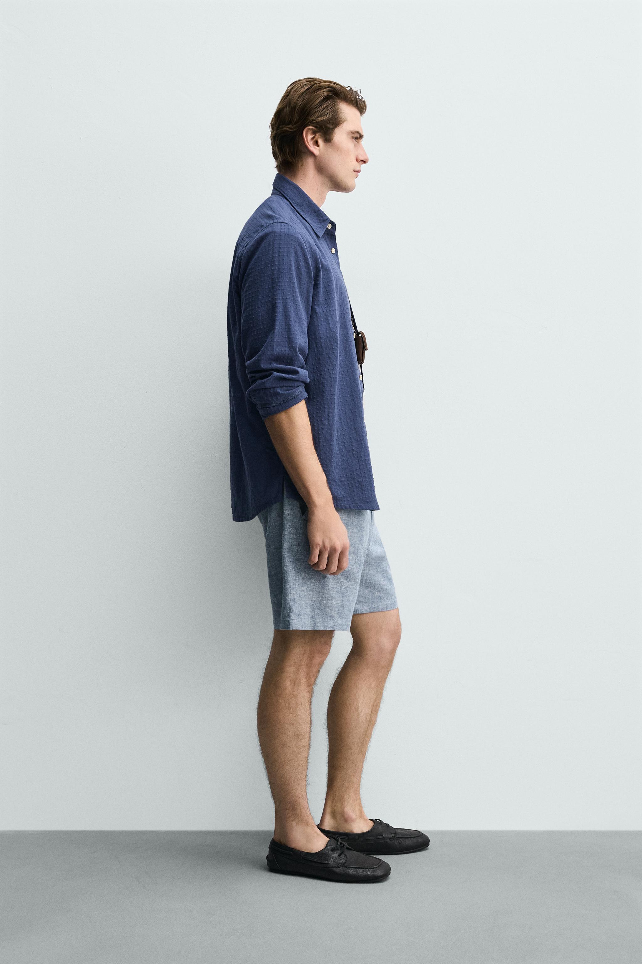 REGULAR FIT TEXTURED SHORTS